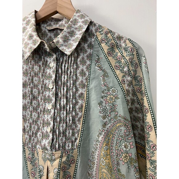 Soft Surroundings Tabitha Tunic Top Floral Paisley Green Pink - Petite XS *READ* - Picture 2 of 12